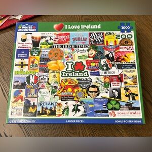 White Mountain 1000 Pc. Jigsaw
Puzzle, I Love Ireland, Complete 24" x 30" #1774